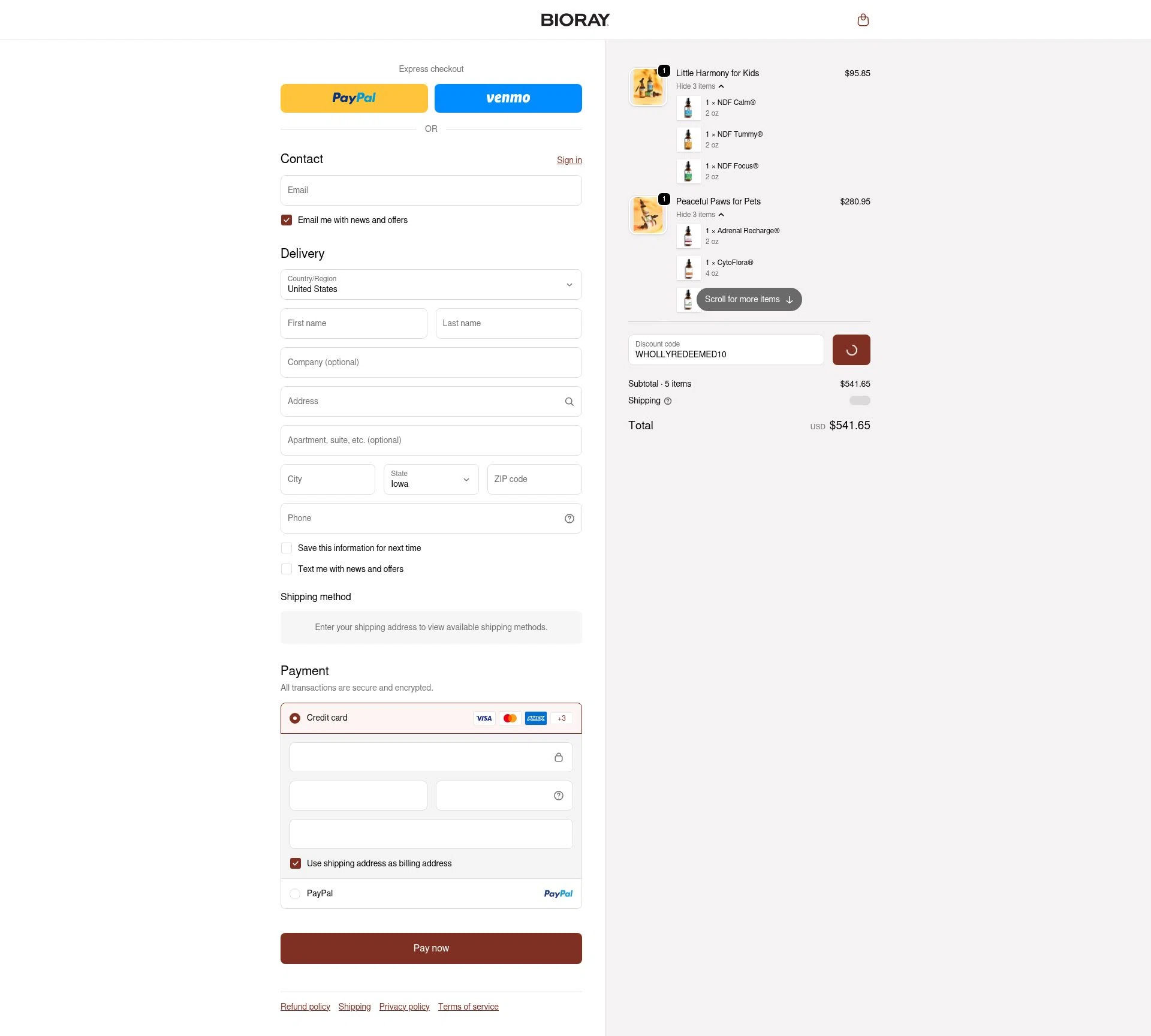 Bioray checkout page showing Bioray discount code box | Screenshot taken by SimplyCodes community member on Feb 6, 2026