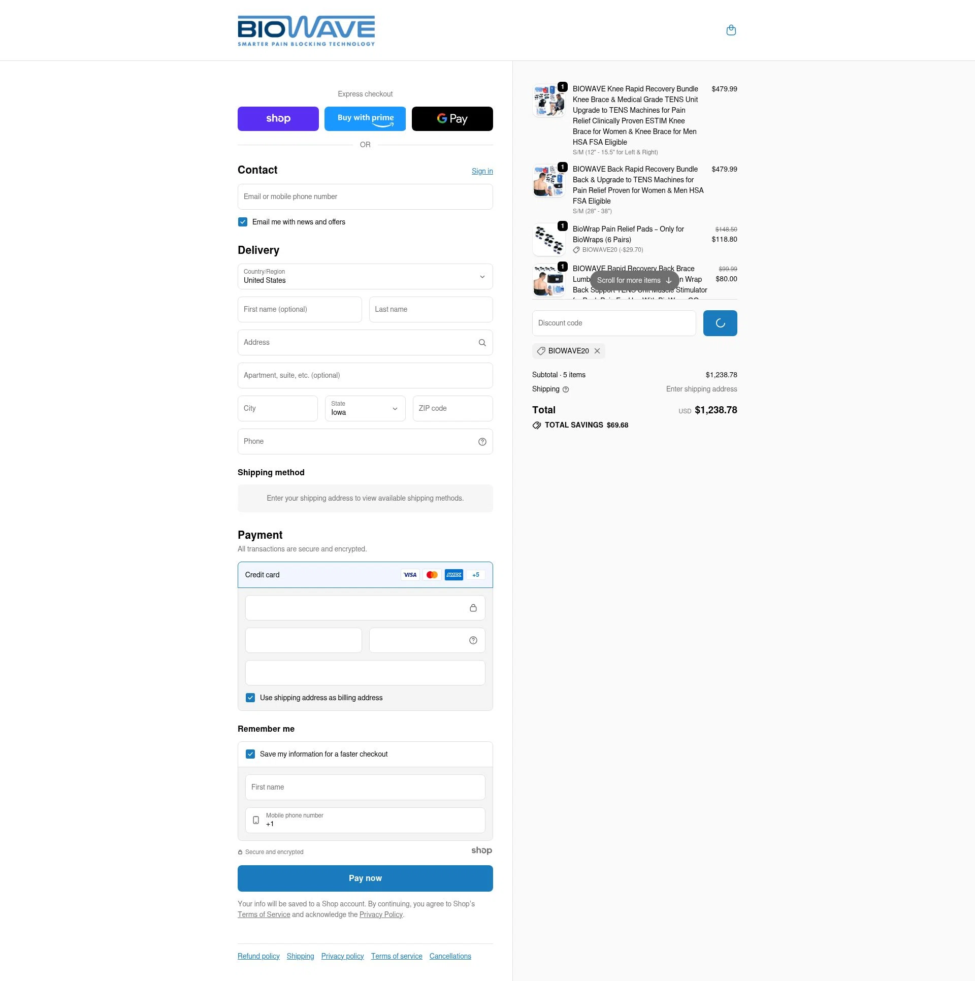 BioWaveGO checkout page showing BioWaveGO promo code box | Screenshot taken by SimplyCodes community member on Dec 18, 2025