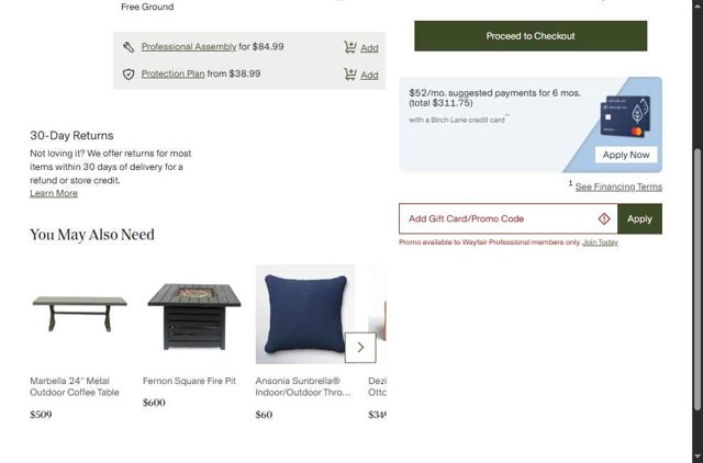 Birch Lane checkout page showing Birch Lane promo code box | Screenshot taken by SimplyCodes community member on May 9, 2025
