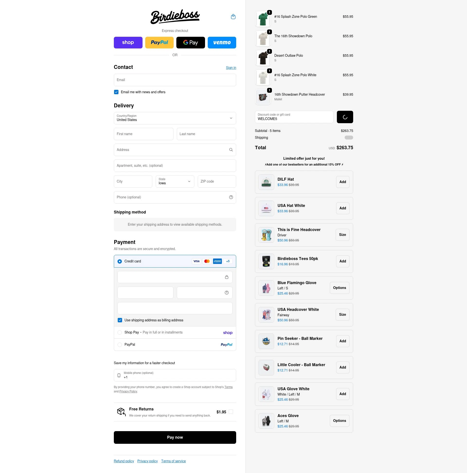 BirdieBoss checkout page showing BirdieBoss discount code box | Screenshot taken by SimplyCodes community member on Feb 18, 2026