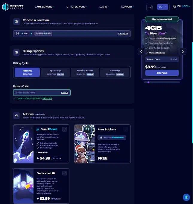 BisectHosting checkout page showing BisectHosting promo code box | Screenshot taken by SimplyCodes community member on Jan 31, 2026