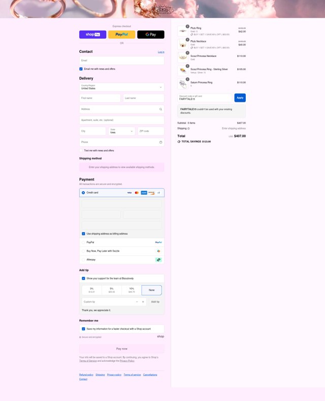 BISOULOVELY checkout page showing BISOULOVELY discount code box | Screenshot taken by SimplyCodes community member on Aug 26, 2025