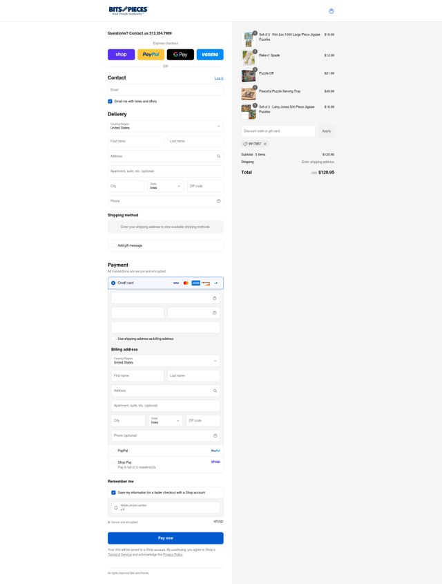 Bits and Pieces checkout page showing Bits and Pieces coupon code box | Screenshot taken by SimplyCodes community member on Sep 3, 2025