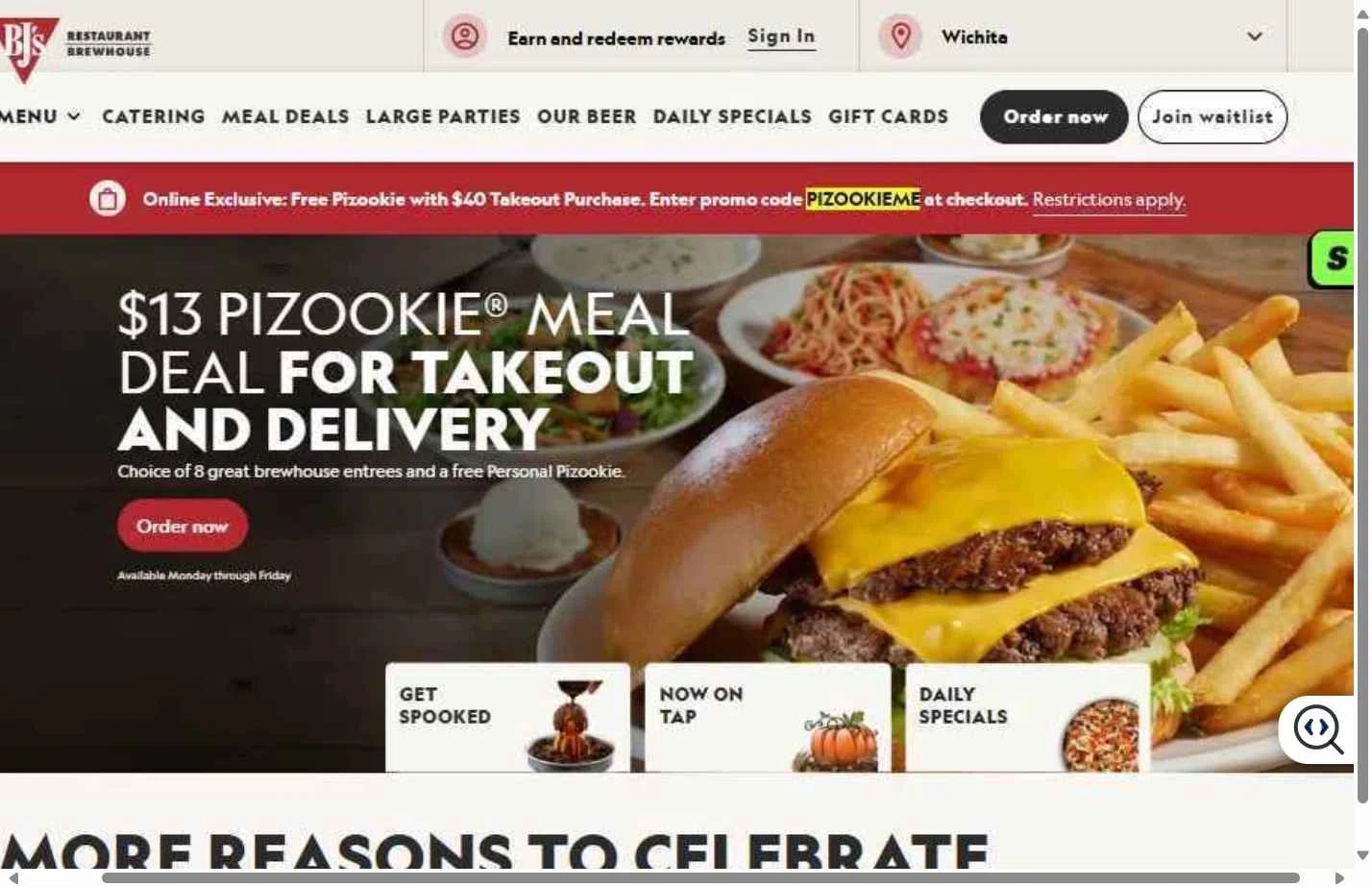 Verification screenshot for Free Pizookie Storewide (minimum Order $40) (must Add 1 Pizookie Dessert) at BJ's Restaurant & Brewery — 7mo ago