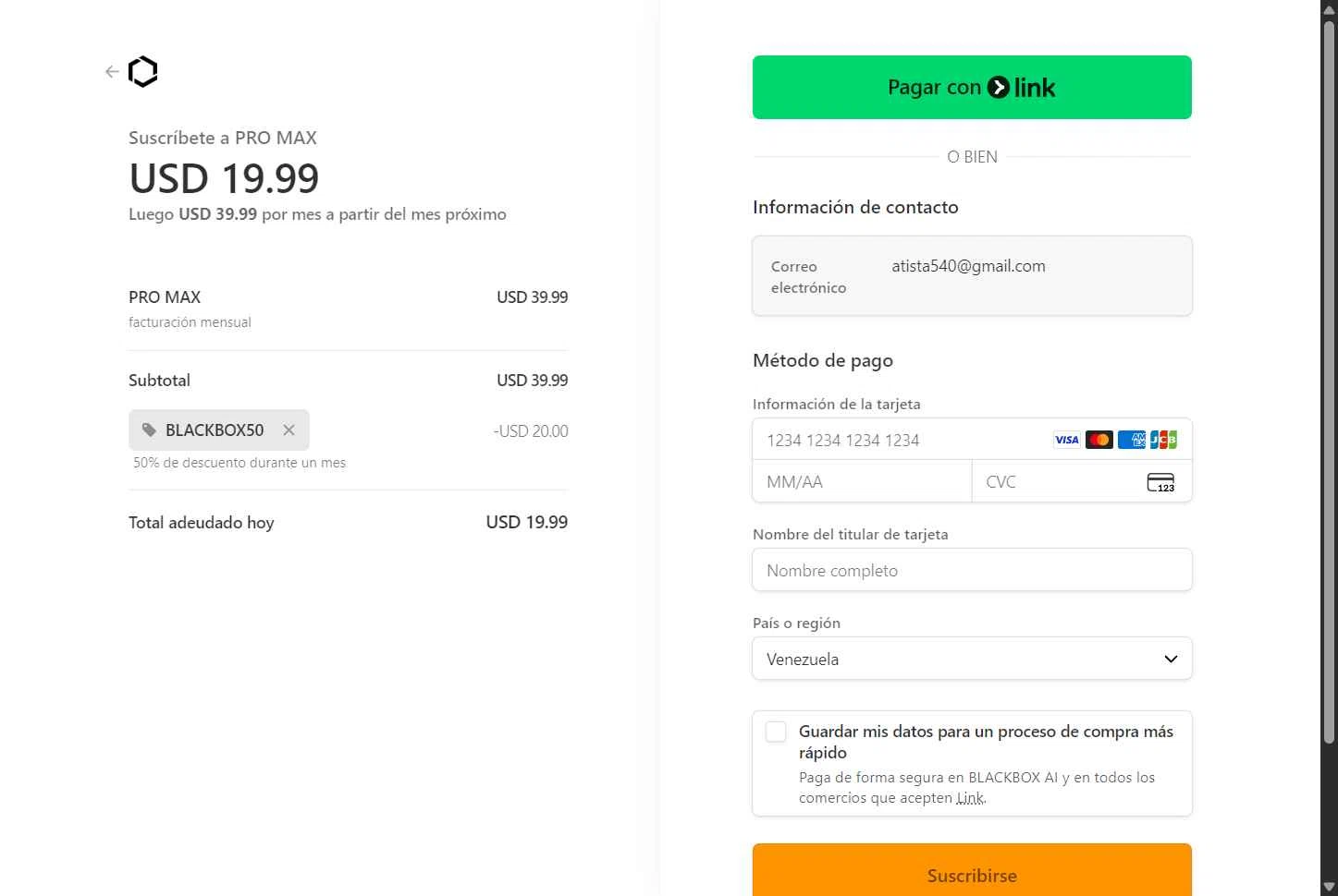 Blackbox AI checkout page showing Blackbox AI promo code box | Screenshot taken by SimplyCodes community member on Jan 30, 2026