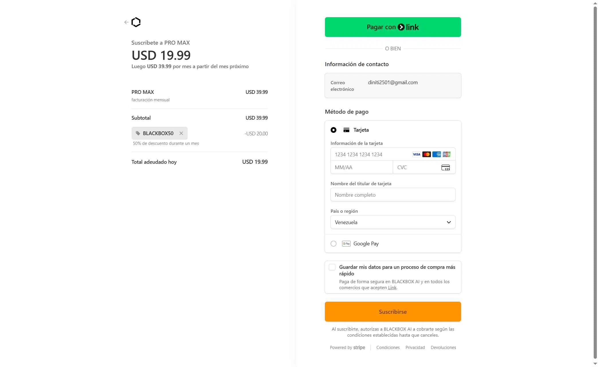 Blackbox AI checkout page showing Blackbox AI promo code box | Screenshot taken by SimplyCodes community member on Feb 7, 2026