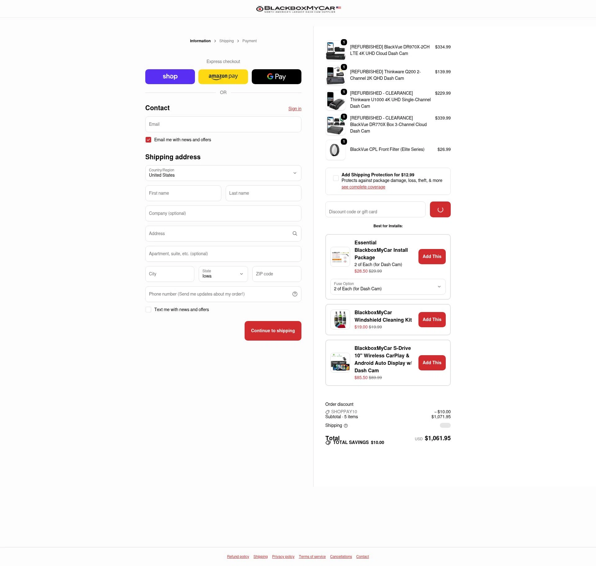 BlackboxMyCar checkout page showing BlackboxMyCar discount code box | Screenshot taken by SimplyCodes community member on Feb 12, 2026