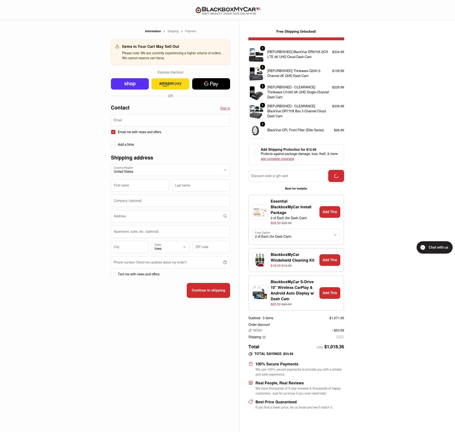 BlackboxMyCar checkout page showing BlackboxMyCar discount code box | Screenshot taken by SimplyCodes community member on Feb 12, 2026