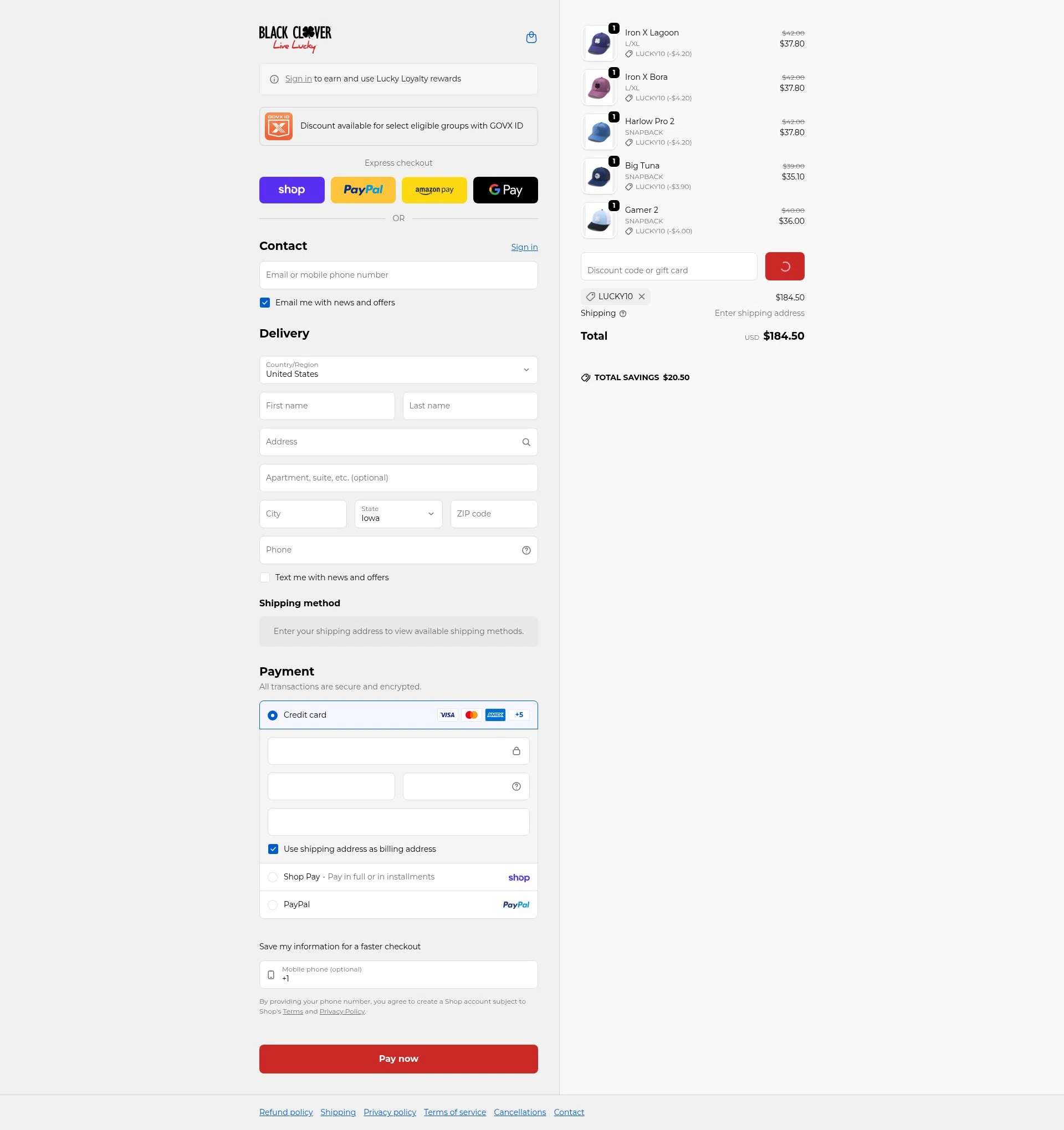 Black Clover checkout page showing Black Clover discount code box | Screenshot taken by SimplyCodes community member on Feb 19, 2026