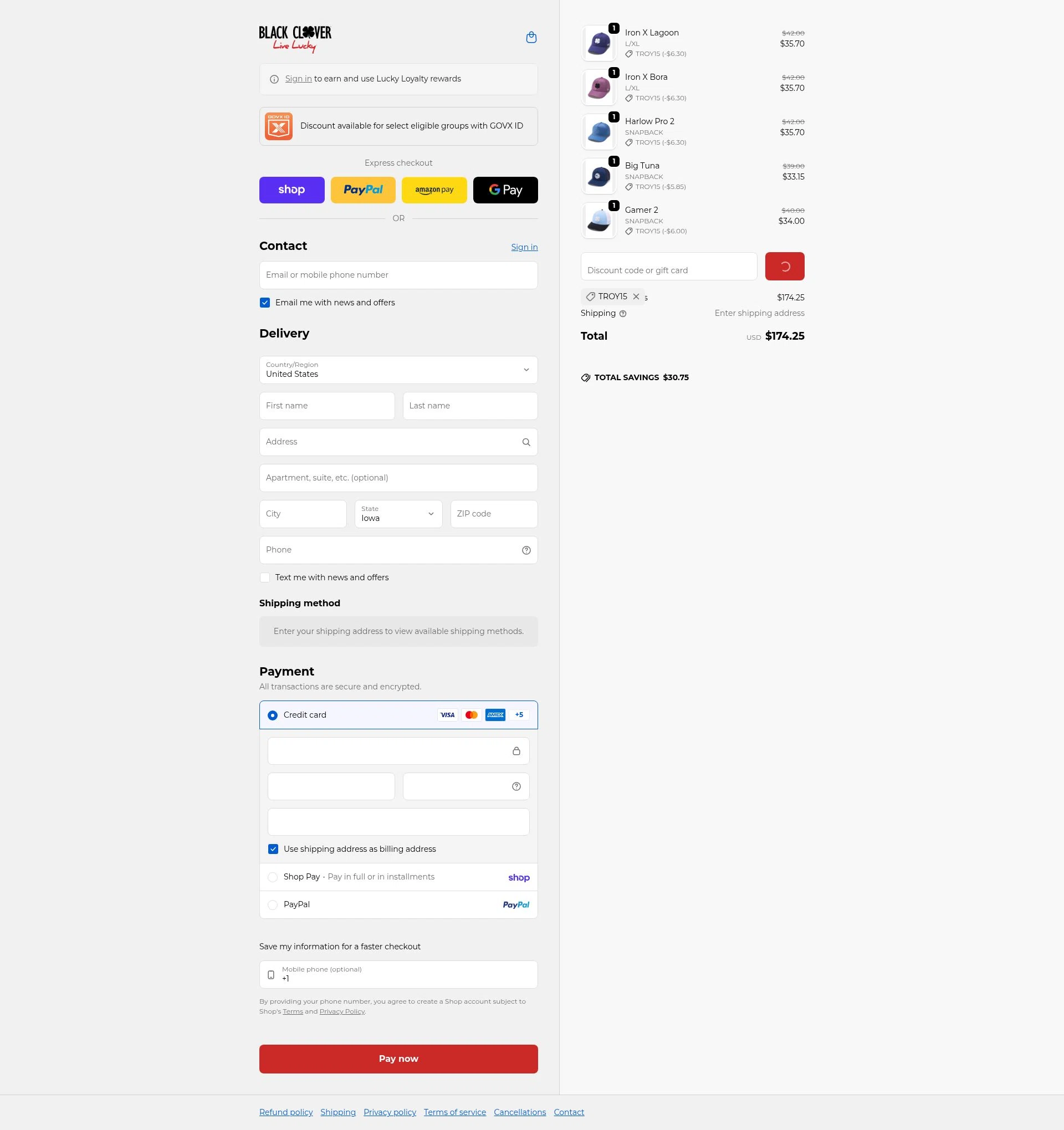 Black Clover checkout page showing Black Clover discount code box | Screenshot taken by SimplyCodes community member on Feb 19, 2026
