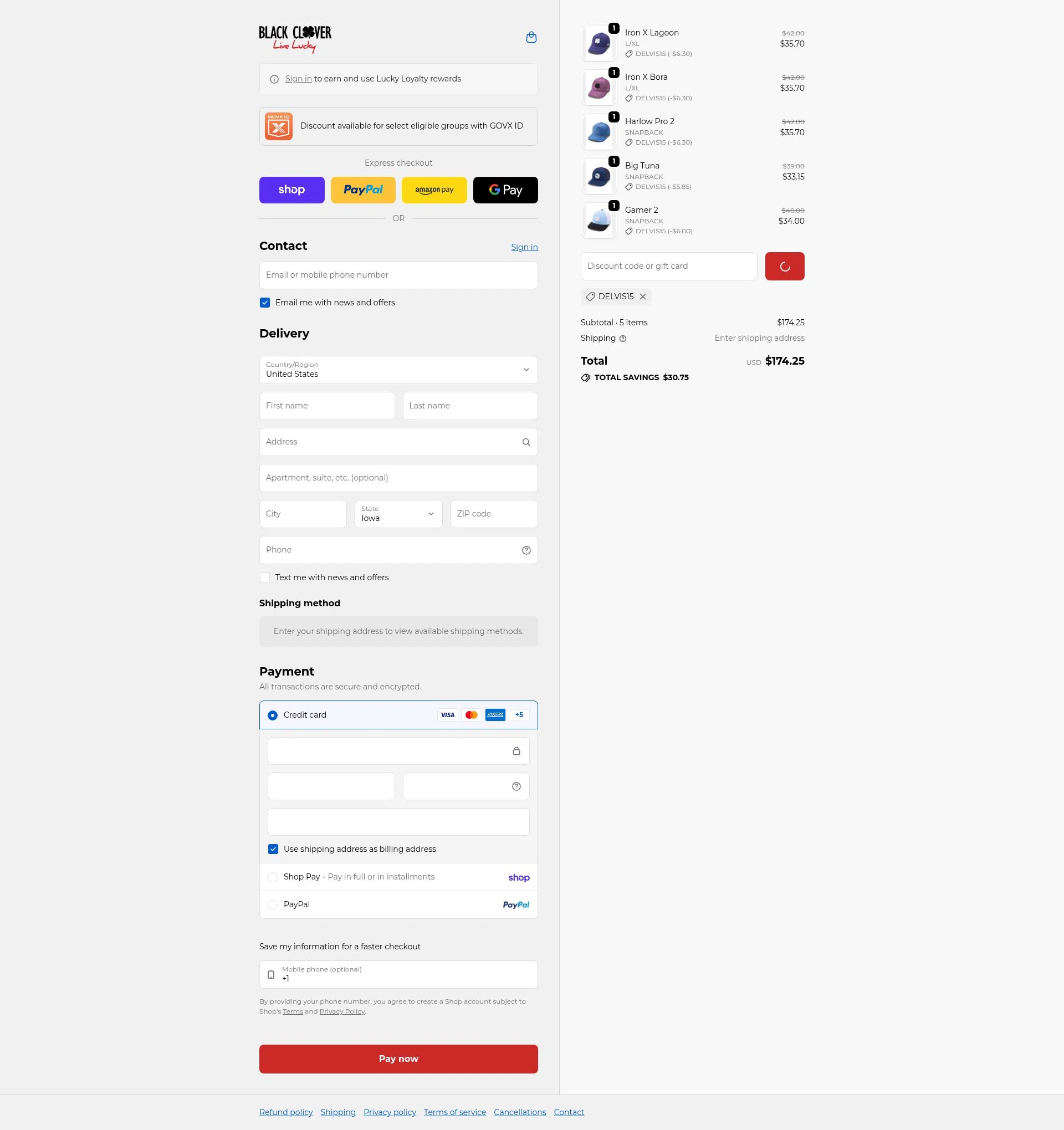 Black Clover checkout page showing Black Clover discount code box | Screenshot taken by SimplyCodes community member on Feb 19, 2026