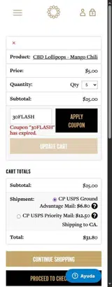 30FLASH coupon verification screenshot