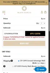 CPNEWSLETTER coupon verification screenshot