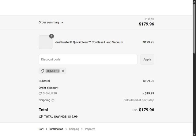 Black & Decker checkout page showing Black & Decker discount code box | Screenshot taken by SimplyCodes community member on Sep 2, 2025