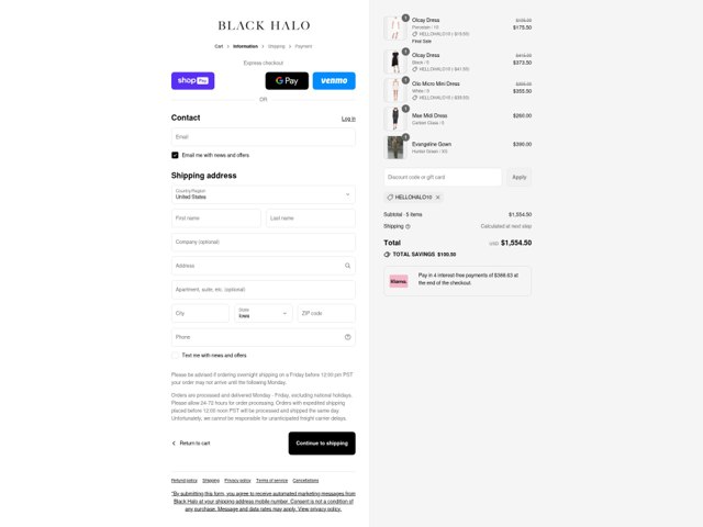Black Halo checkout page showing Black Halo coupon code box | Screenshot taken by SimplyCodes community member on Aug 22, 2025