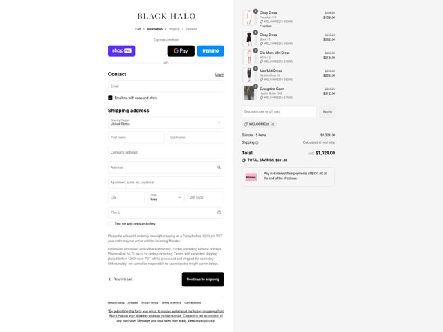 Black Halo checkout page showing Black Halo coupon code box | Screenshot taken by SimplyCodes community member on Aug 27, 2025