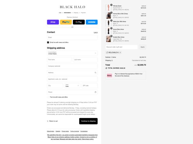Black Halo checkout page showing Black Halo coupon code box | Screenshot taken by SimplyCodes community member on Sep 8, 2025