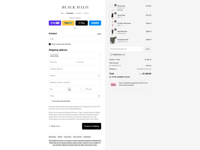 Black Halo checkout page showing Black Halo coupon code box | Screenshot taken by SimplyCodes community member on Aug 22, 2025