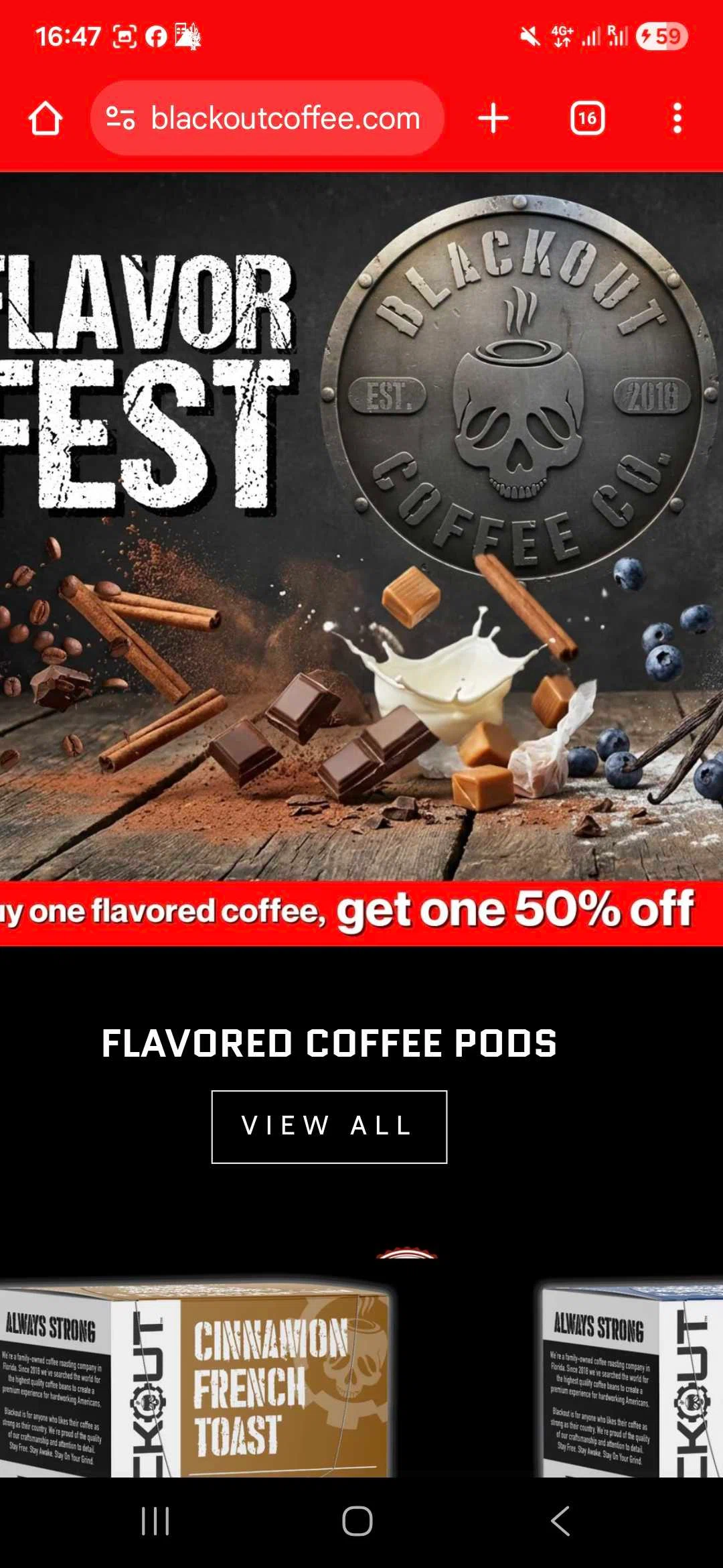 Blackout Coffee Co. promo code screenshot showing code LOVETRAIN applied at Blackout Coffee Co. checkout page. Uploaded by SimplyCodes community member ValiantMaestro7341 on Jan 16, 2026