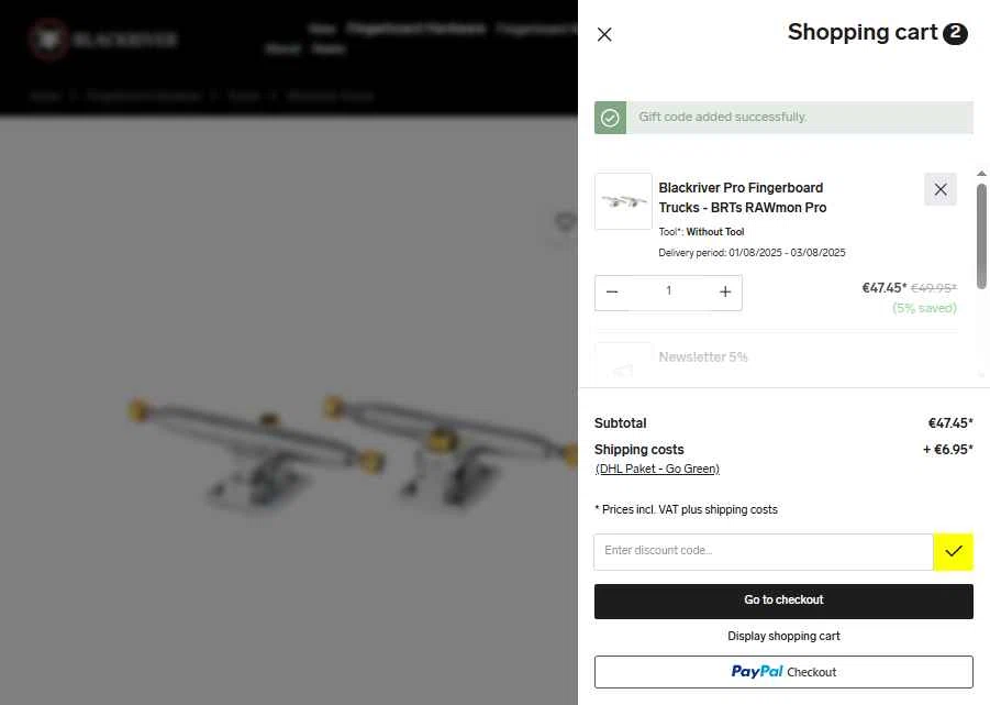 Blackriver checkout page showing Blackriver promo code box | Screenshot taken by SimplyCodes community member on Jul 31, 2025