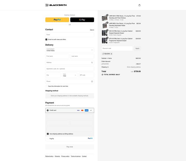 Blacksmith checkout page showing Blacksmith discount code box | Screenshot taken by SimplyCodes community member on Sep 12, 2025