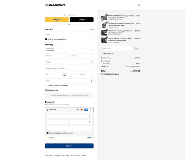 Blacksmith checkout page showing Blacksmith discount code box | Screenshot taken by SimplyCodes community member on Sep 12, 2025