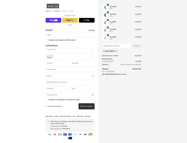 Blacksocks checkout page showing Blacksocks promo code box | Screenshot taken by SimplyCodes community member on Aug 27, 2025