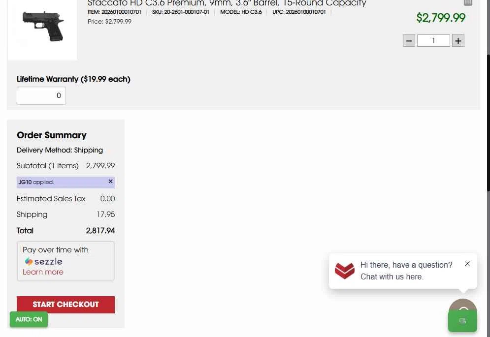 Blackstone Shooting checkout page showing Blackstone Shooting promo code box | Screenshot taken by SimplyCodes community member on Oct 8, 2025