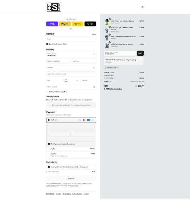 BlackStrap checkout page showing BlackStrap discount code box | Screenshot taken by SimplyCodes community member on Sep 9, 2025