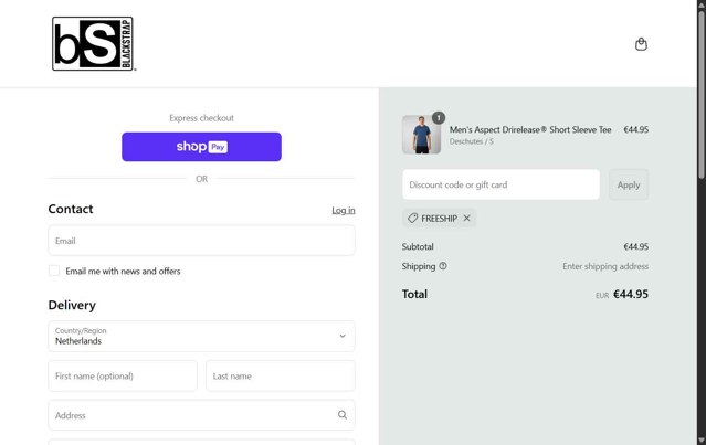 BlackStrap checkout page showing BlackStrap discount code box | Screenshot taken by SimplyCodes community member on Aug 23, 2025