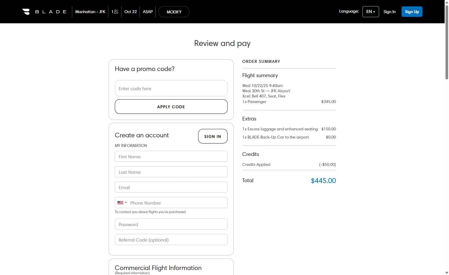 Blade checkout page showing Blade promo code box | Screenshot taken by SimplyCodes community member on Oct 22, 2025