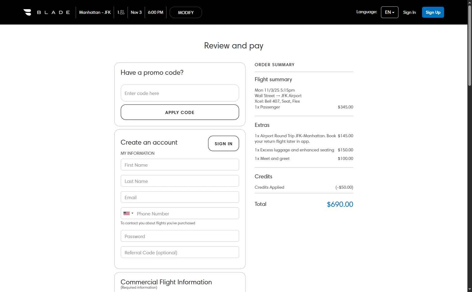 Blade checkout page showing Blade promo code box | Screenshot taken by SimplyCodes community member on Oct 29, 2025
