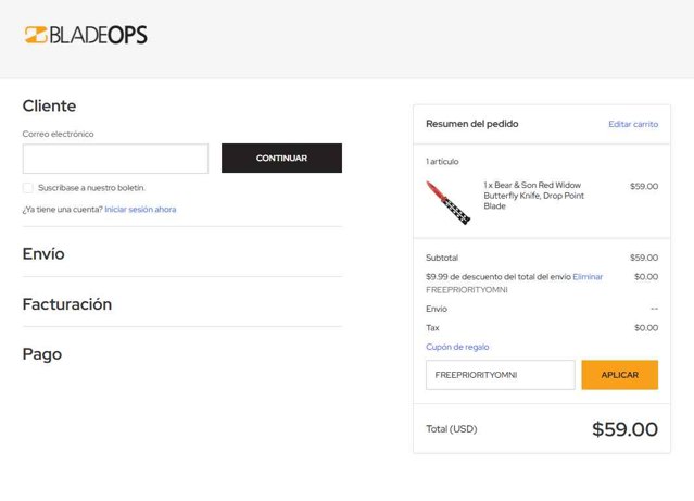 BladeOps checkout page showing BladeOps coupon code box | Screenshot taken by SimplyCodes community member on Aug 29, 2025