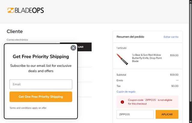 BladeOps checkout page showing BladeOps coupon code box | Screenshot taken by SimplyCodes community member on Sep 5, 2025