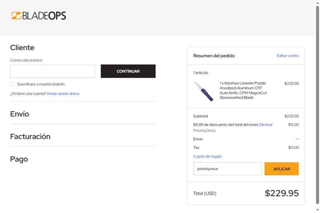 BladeOps checkout page showing BladeOps coupon code box | Screenshot taken by SimplyCodes community member on Sep 4, 2025