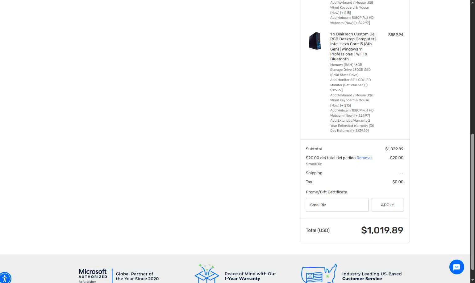 BlairTech checkout page showing BlairTech promo code box | Screenshot taken by SimplyCodes community member on Sep 16, 2025