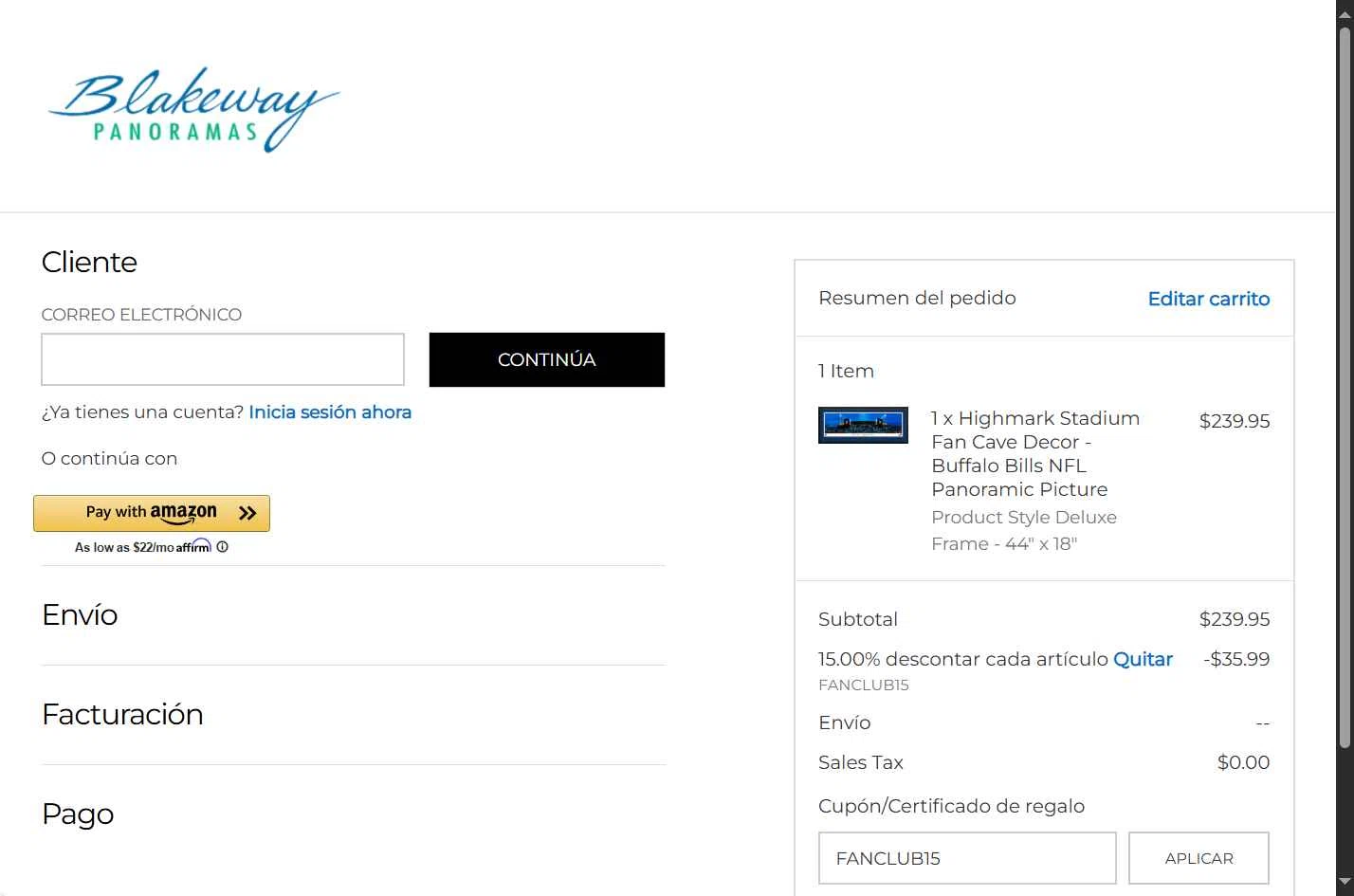Blakeway Worldwide Panoramas checkout page showing Blakeway Worldwide Panoramas coupon code box | Screenshot taken by SimplyCodes community member on May 23, 2025