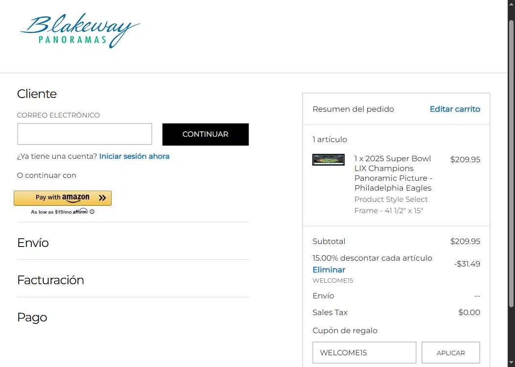 Blakeway Worldwide Panoramas checkout page showing Blakeway Worldwide Panoramas coupon code box | Screenshot taken by SimplyCodes community member on Oct 27, 2025