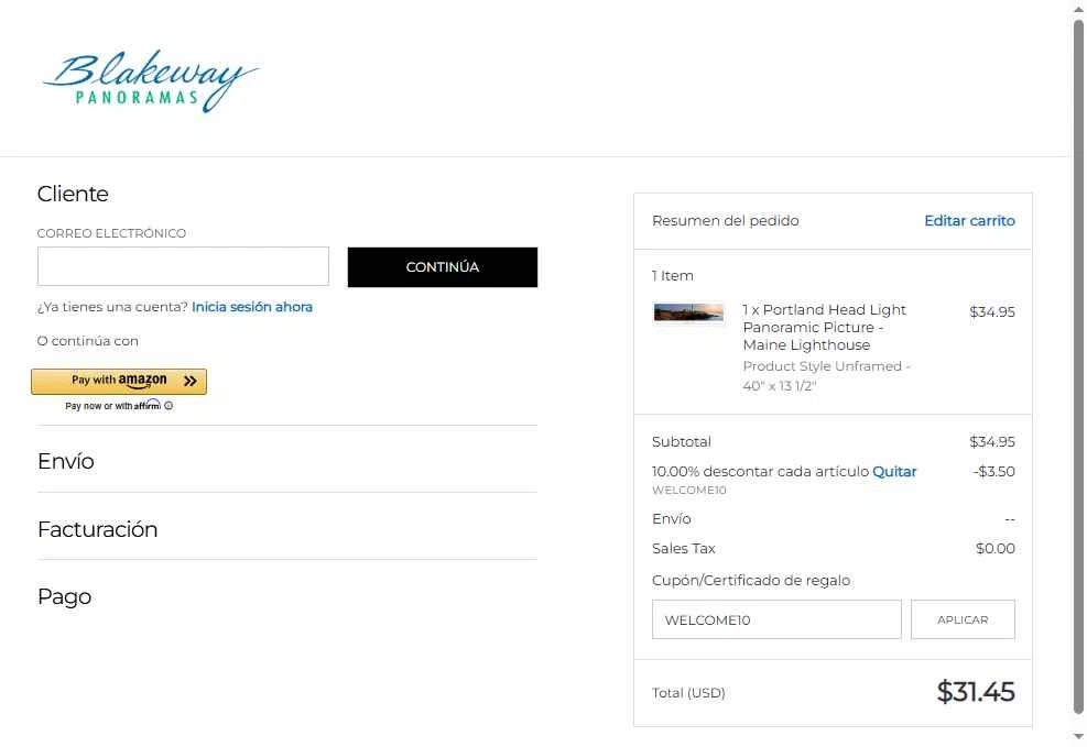 Blakeway Worldwide Panoramas checkout page showing Blakeway Worldwide Panoramas coupon code box | Screenshot taken by SimplyCodes community member on Dec 23, 2025