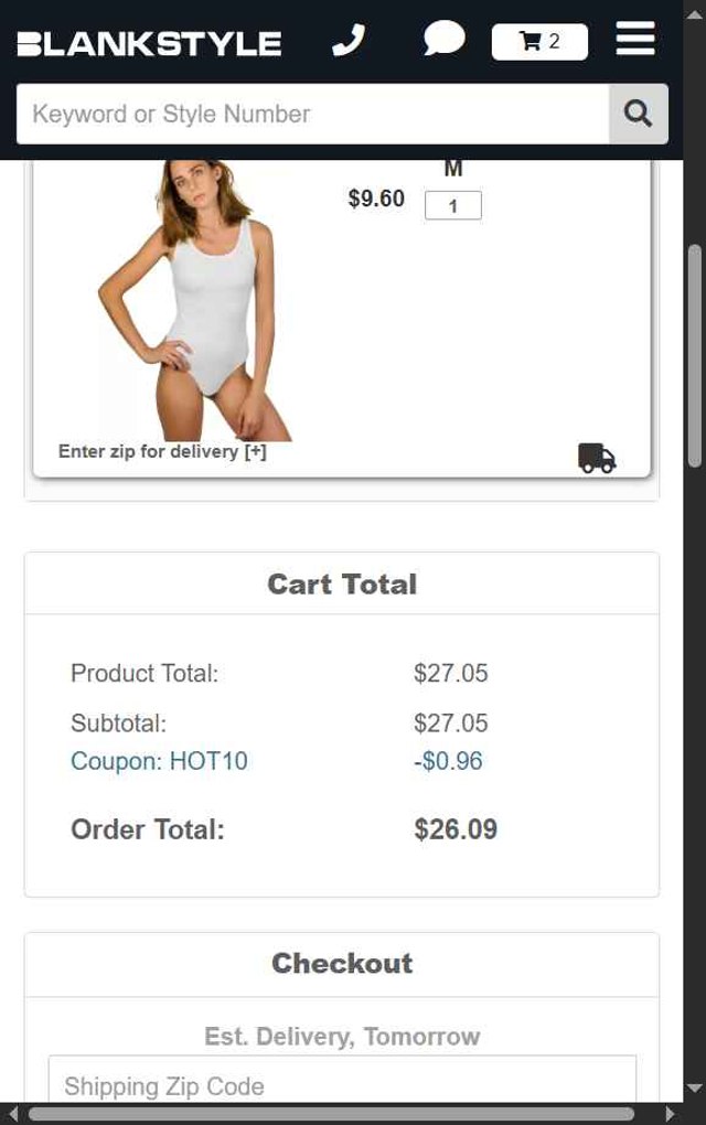 Blankstyle checkout page showing Blankstyle coupon code box | Screenshot taken by SimplyCodes community member on Jul 28, 2025