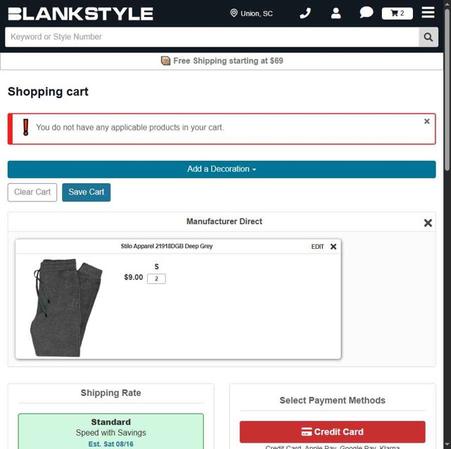 Blankstyle checkout page showing Blankstyle coupon code box | Screenshot taken by SimplyCodes community member on Aug 12, 2025