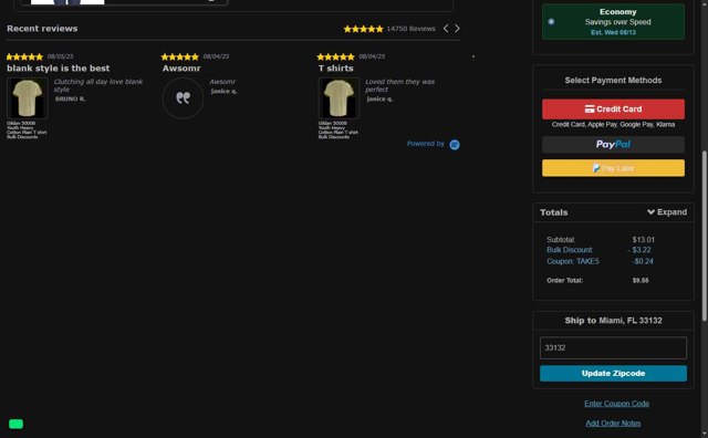 Blankstyle checkout page showing Blankstyle coupon code box | Screenshot taken by SimplyCodes community member on Aug 6, 2025