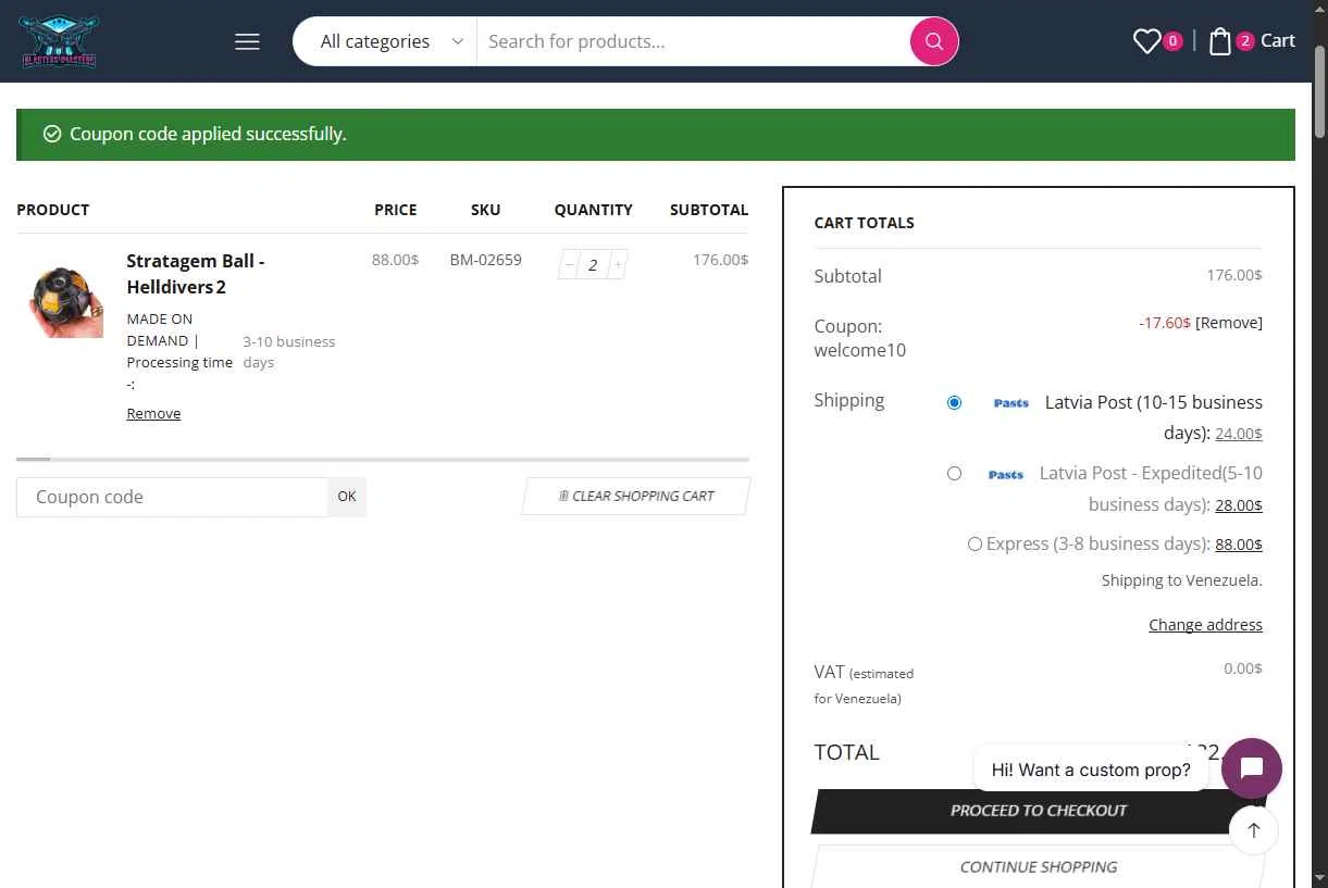 Blasters4Masters checkout page showing Blasters4Masters promo code box | Screenshot taken by SimplyCodes community member on Jan 7, 2026