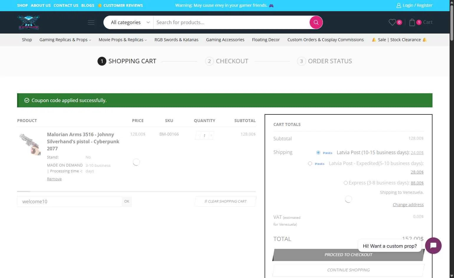 Blasters4Masters checkout page showing Blasters4Masters promo code box | Screenshot taken by SimplyCodes community member on Feb 5, 2026