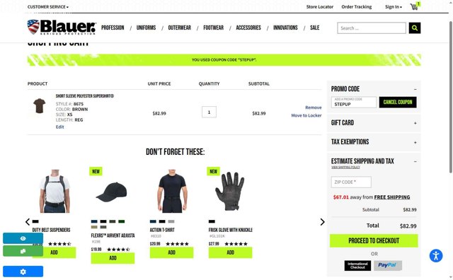 Blauer checkout page showing Blauer promo code box | Screenshot taken by SimplyCodes community member on Jun 14, 2025