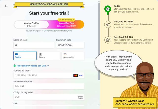 Blaze.ai checkout page showing Blaze.ai promo code box | Screenshot taken by SimplyCodes community member on Sep 13, 2025