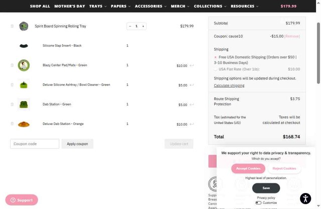 Blazy Susan checkout page showing Blazy Susan coupon code box | Screenshot taken by SimplyCodes community member on May 13, 2025
