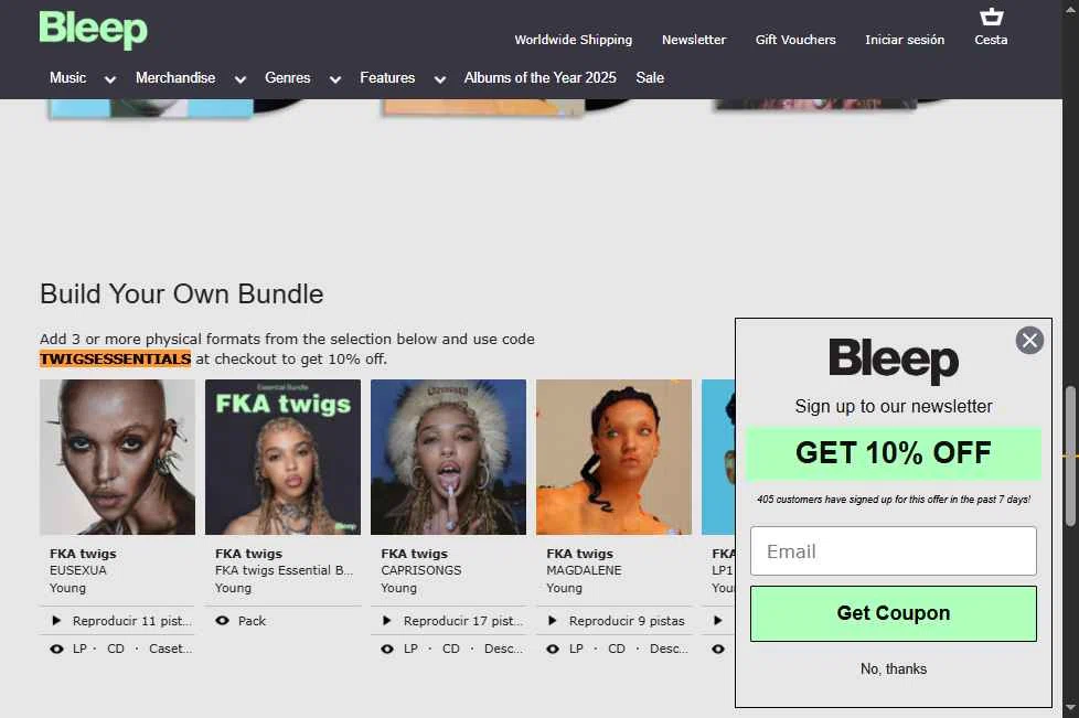 Bleep checkout page showing Bleep promo code box | Screenshot taken by SimplyCodes community member on Dec 2, 2025