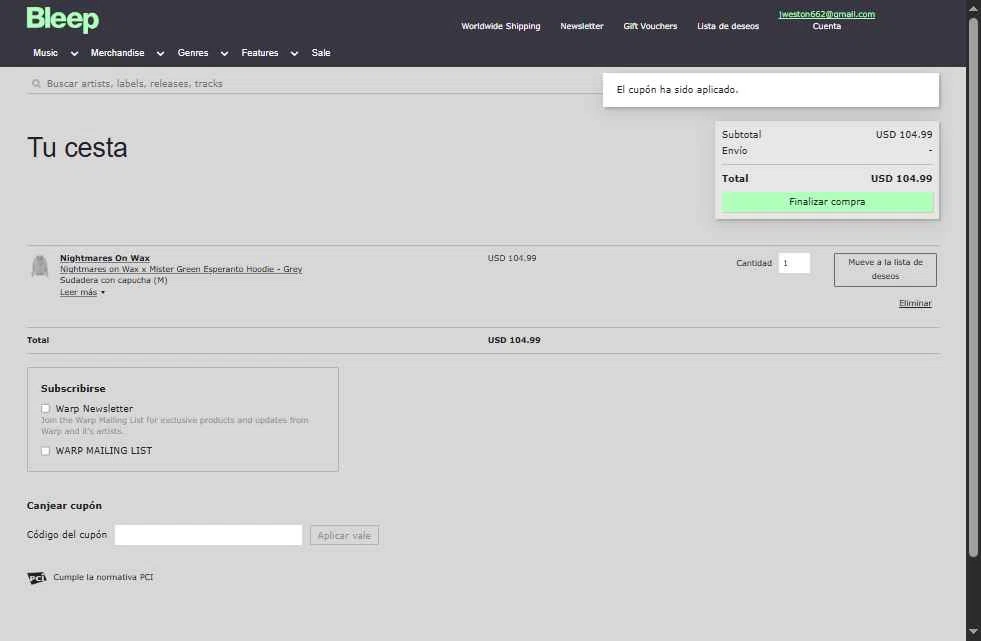 Bleep checkout page showing Bleep promo code box | Screenshot taken by SimplyCodes community member on Jul 22, 2025