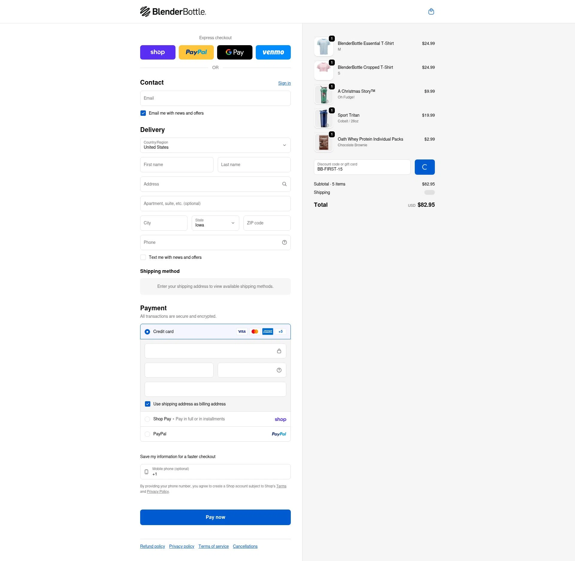BlenderBottle checkout page showing BlenderBottle discount code box | Screenshot taken by SimplyCodes community member on Feb 4, 2026